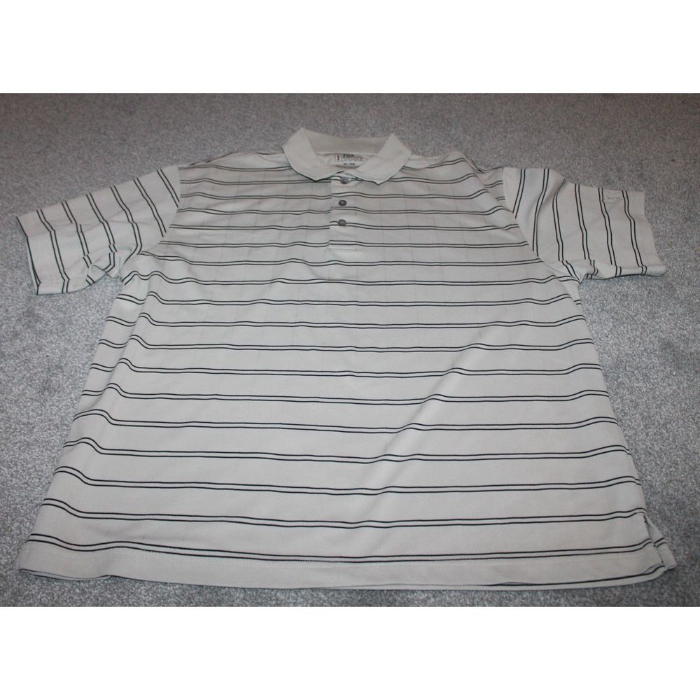 PGA Tour Mens Golf Shirt Size XL Tan Black Strips